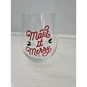 2021 Hallmark "MAKE IT MERRY" Stemless Wine Glass‎
